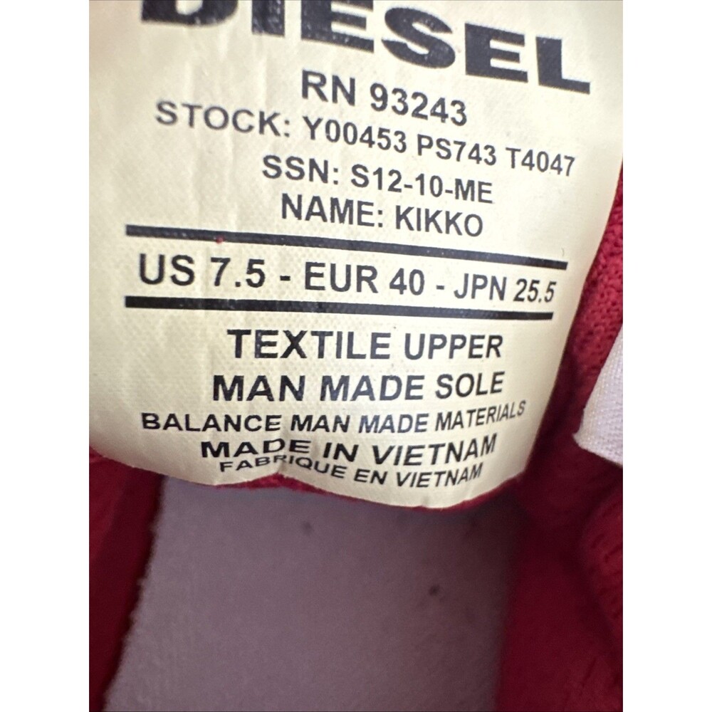 Diesel Sneakers Red Mesh Low Top Lace-Ups Logo Rubber Bottom With Map Size 7.5 - Picture 11 of 16